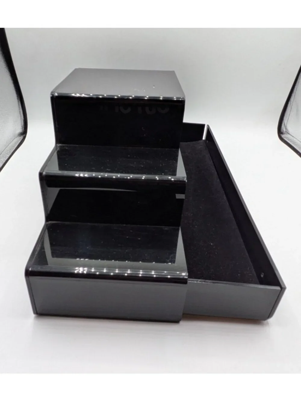 Black Lacquer Dresser Valet Desk Organizer with One Drawer Jewelry Trinket 15
